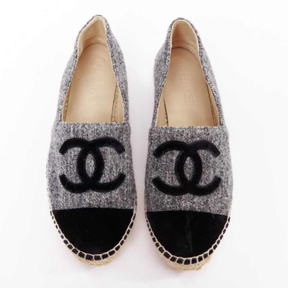 Chanel Grey Tweed Espadrilles
